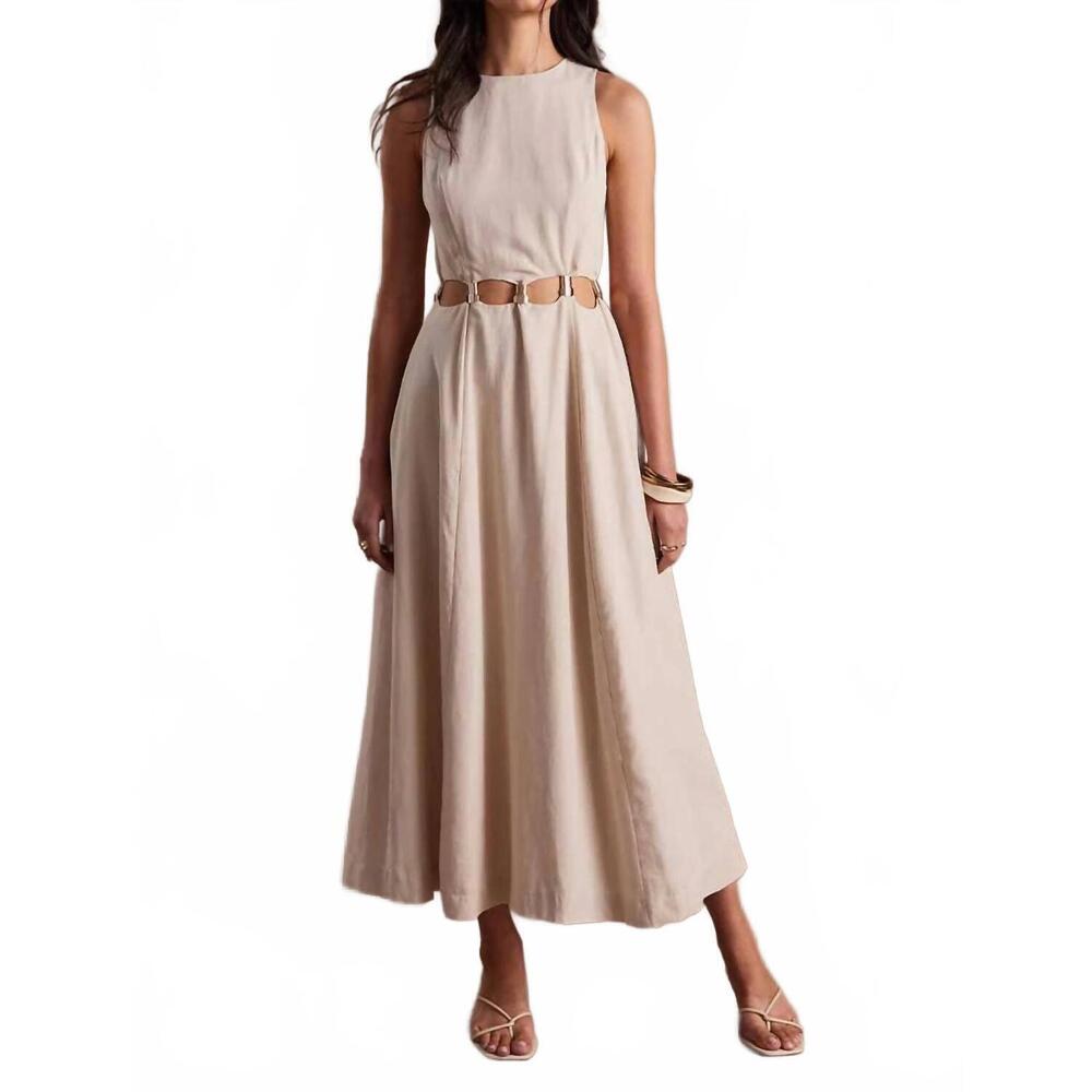 NEW SOVERE adornement midi dress in parchment
